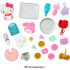 Sanrio Hello Kitty Coffret Cuisine Avec Figurine Et Poupée Éclair 25 Accessoires