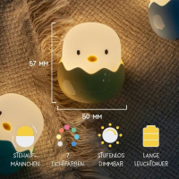 USB Baby Egg Night Light – Dimmable – 5 cm – Soft Silicone – Rechargeable LED Lamp GREEN