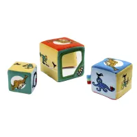 Pippi Langkous Zachte Blokken – Baby Activiteitsblokken met Spiegel, Rammelaar & Knispergeluid – Set van 3 – Vanaf 5 maanden