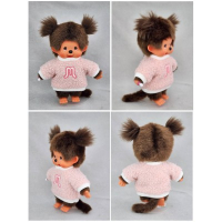 Monchhichi Meisje met roze fluffy sweater 20 cm