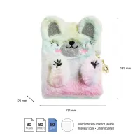 Pluche Dagboek Regenboog beer met Slot – 80 Pagina's – 18,2 x 13,1 cm