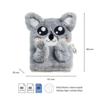 Pluche Dagboek Koala met Slot – 80 Pagina's – 18,2 x 13,1 cm