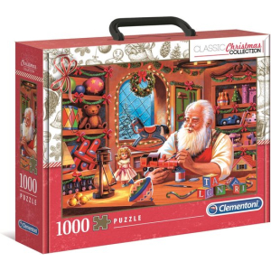 Clementoni Classic Chrismas Collection Puzzel in koffertje 1000 stukjes Santa Workshop