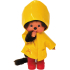 Sekiguchi Monchhichi Garçon avec un imperméable jaune et des bottes rouges 20 cm