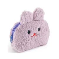 Fluffy Konijn Portemonnee – Zachte Pluche Muntenportemonnee met Ritssluiting