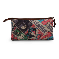 Justice League Pencil case with 3 compartments