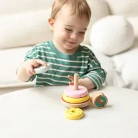 Pippi Langkous Stapelringen van Hout – Houten Stapeltoren – Educatief Babyspeelgoed 10+ Maanden