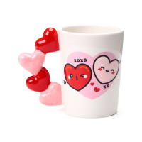 Mug cœur XOXO J’Adoramals avec anse décorative