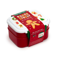 Christmas Baker Street Gingerbread stacked bento lunch box with cutlery