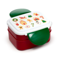 Christmas Baker Street Gingerbread stacked bento lunch box with cutlery