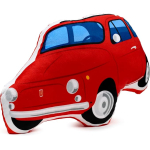 Fiat 500 pluche kussen in rood