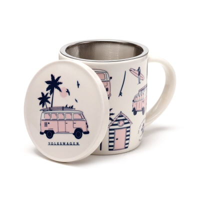 tasse en porcelaine Volkswagen VW Bus T1 Explore avec infuseur et couvercle