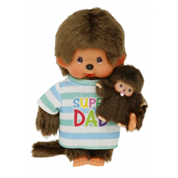Monchhichi Super dad with mini monchhichi 20 cm