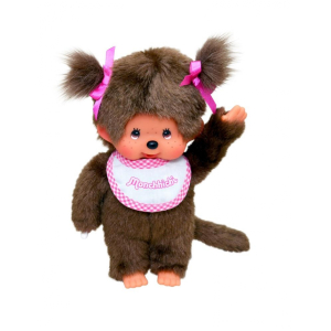 Monchhichi Meisje met roze slab  20 cm