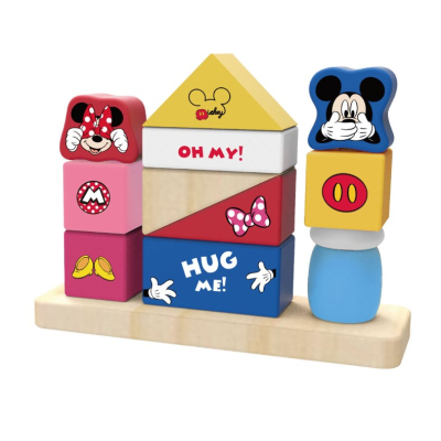 Disney Mickey Mouse Houten Blokkenset – 12 blokken + plank – Speelgoed vanaf 12 maanden