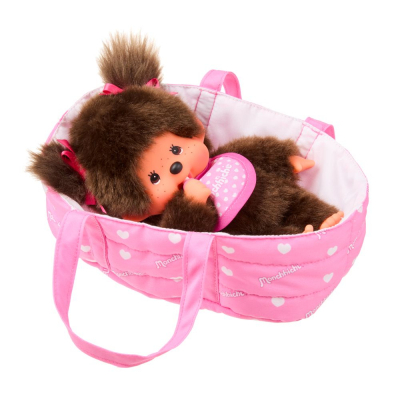 Monchhichi Meisje in draagmand 20 cm