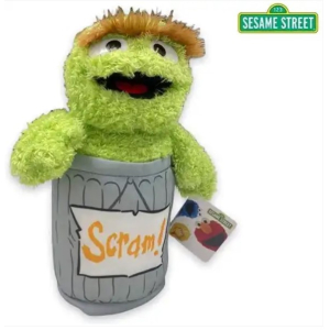 Sesamstraat – Oscar in de prullenbak knuffel 30 cm – zachte pluche – officiële licentie
