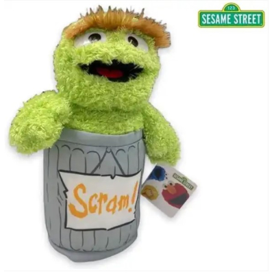 Sesamstraat – Oscar in de prullenbak knuffel 30 cm – zachte pluche – officiële licentie