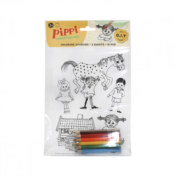 Pippi Langkous Inkleurbare sticker set