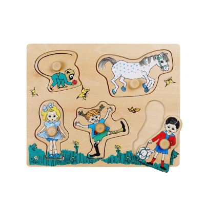 Pippi Longstocking Wooden puzzle with knobs 5 pieces