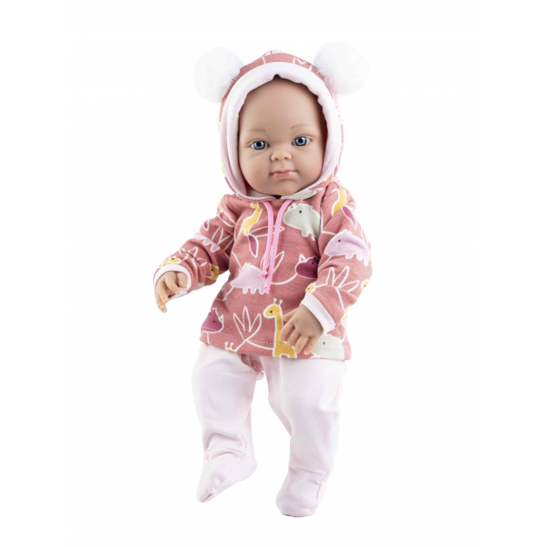 Paola Reina Mini Pikolines babypop meisje hoody pompons 32 cm
