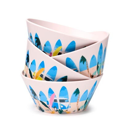 Volkswagen VW T1 “Waves” set van 4 duurzame kommen (600 ml)