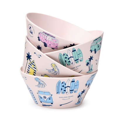 Volkswagen VW T1 “Explore” set van 4 duurzame kommen (600 ml)