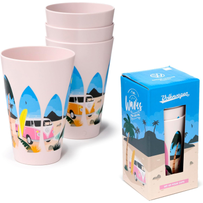 Volkswagen VW T1 “Waves” set van 4 duurzame bekers (450 ml)