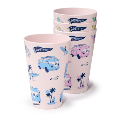 Volkswagen VW T1 “Explore” set van 4 duurzame bekers (450 ml)