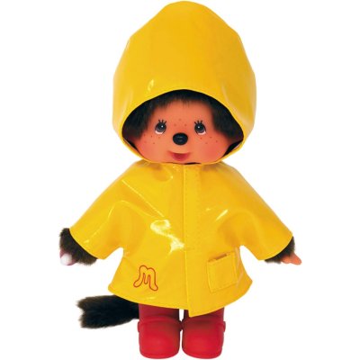 Sekiguchi Monchhichi Boy with yellow rain coat and red boots 20 cm