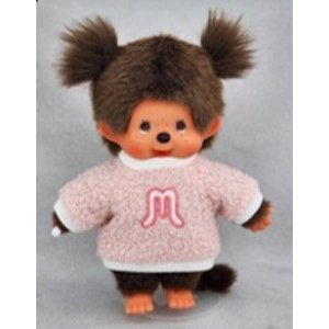 Sekiguchi Monchhichi Meisje met roze fluffy sweater 20 cm