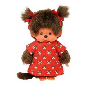 Monchhichi Girl avec robe rouge 20 cm