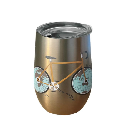 BioLoco RVS office drinkbeker - 420ml - World Traveller