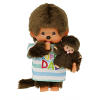 Monchhichi Super Dad met Mini Monchhichi 20 cm
