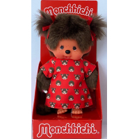 Monchhichi Meisje met rood jurkje 20 cm