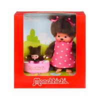 Monchhichi Meisje met mini Bebichhichi in draagmand 20 cm