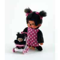 Monchhichi Soins Maternels Avec poussette et Bébé 20 cm