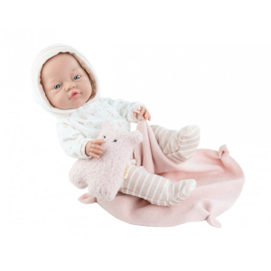 Paola Reina Bebita baby doll girl 45 cm with plush toy and cuddle blanket