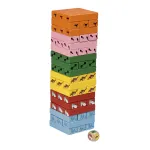 Pippi Longstocking Wooden Tumbling Tower Game – Wooden Stacking Game with Dice – Family Game – Ages 3+