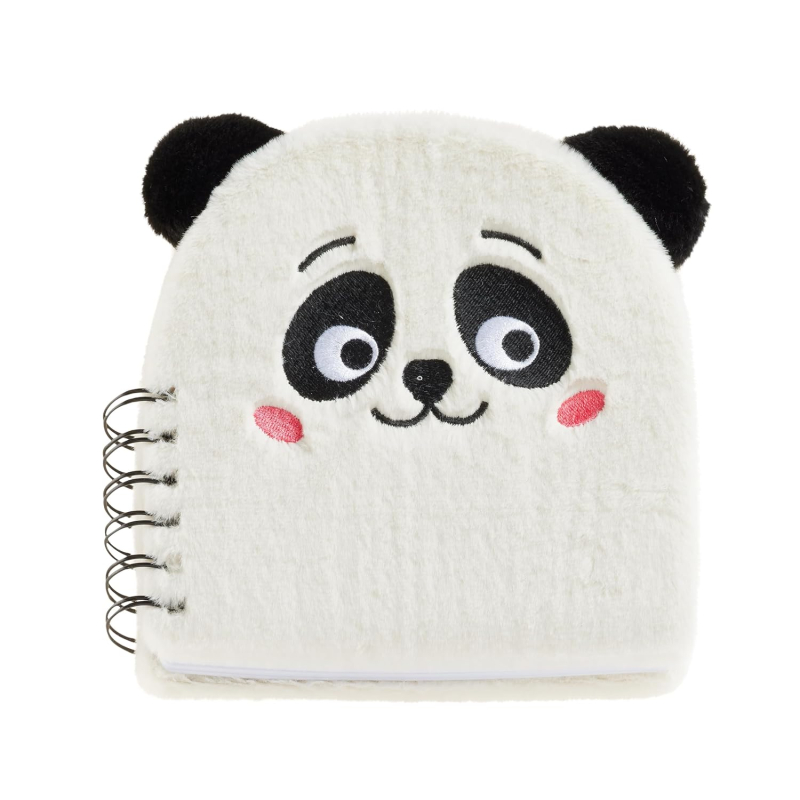 Pluche Notitieboek Panda – Spiraalbinding – 160 Pagina's – 16 x 16 cm