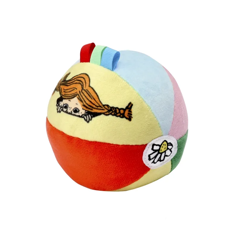 Pippi Langkous Zachte Babybal – Sensorische Activiteitenbal met Belletje & Labeltjes – Vanaf de geboorte