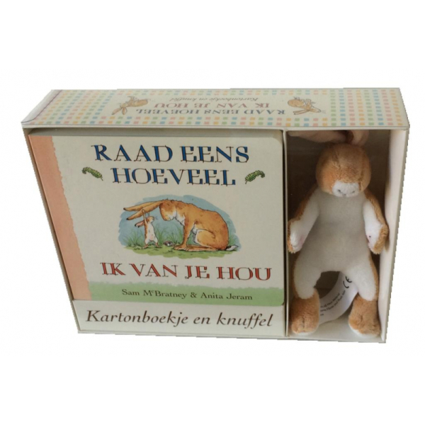 Raad eens hoeveel ik van je hou cadeauset boekje en knuffel (Hazeltje) NEDERLANDSTALIGE EDITIE