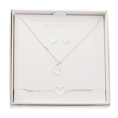 Coffret de bijoux Coeur Acier inoxydable plaqué argent