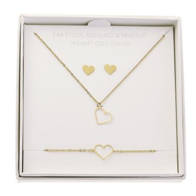 Gift Set Jewellery Heart  gold plated stainless steel