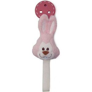 Trudi Cremino collection pacifier holder pink rabbit