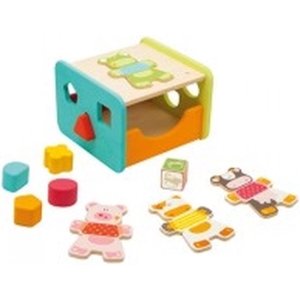 Sevi Wooden Farm shape cube and puzzle in 1