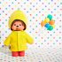 Sekiguchi Monchhichi Boy with yellow rain coat and red boots 20 cm